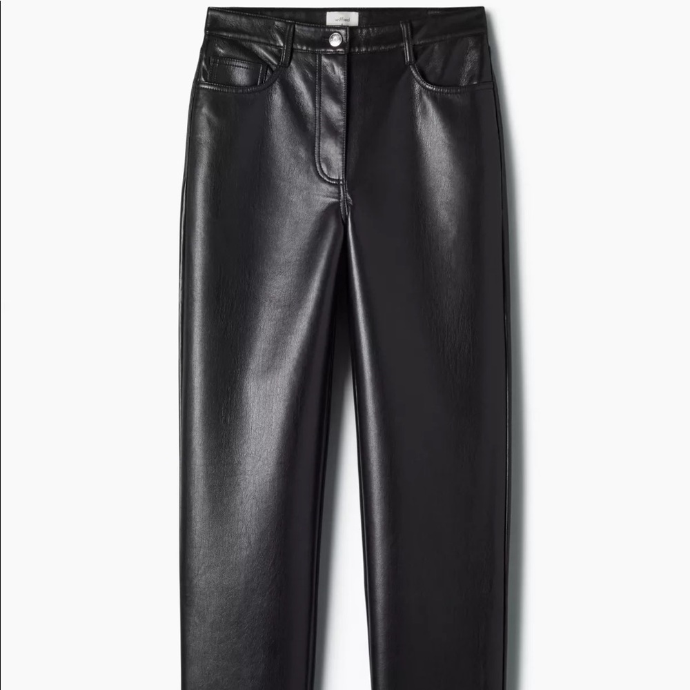 Wilfred Faux Leather High-Rise Straight Leg Pants in Black
